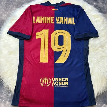 2425 Barcelonaes Away Football Jersey Flocking Name Yamal #19 Football Jersey Set Customized Training Jersey