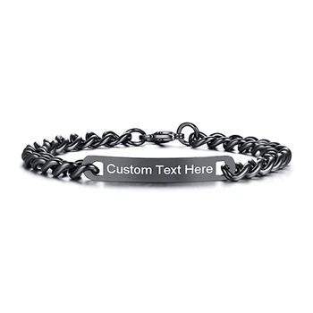 RFJEWEL Customizable Engraved Stainless Steel Couple Bracelets, Fashion Logo Bracelet, Birthday Gifts, Wholesale