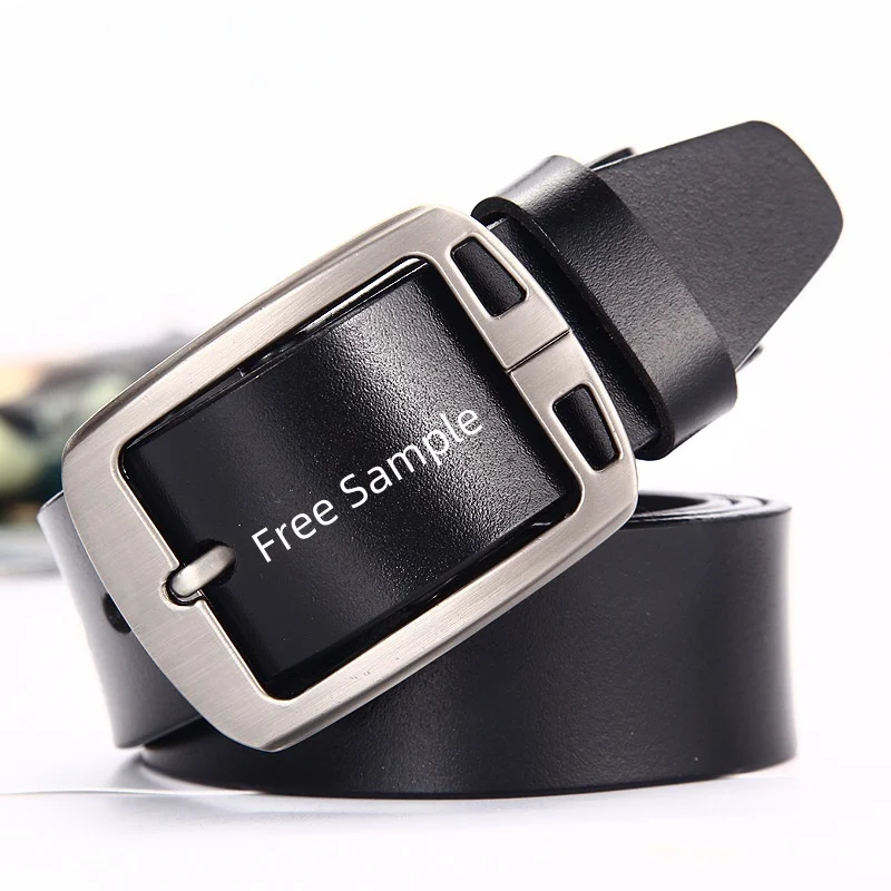 Factory Premium Split Leather Business Waist Belt Custom Logo Luxury  Vintage Design Alloy Buckle Genuine Leather Belts for Men