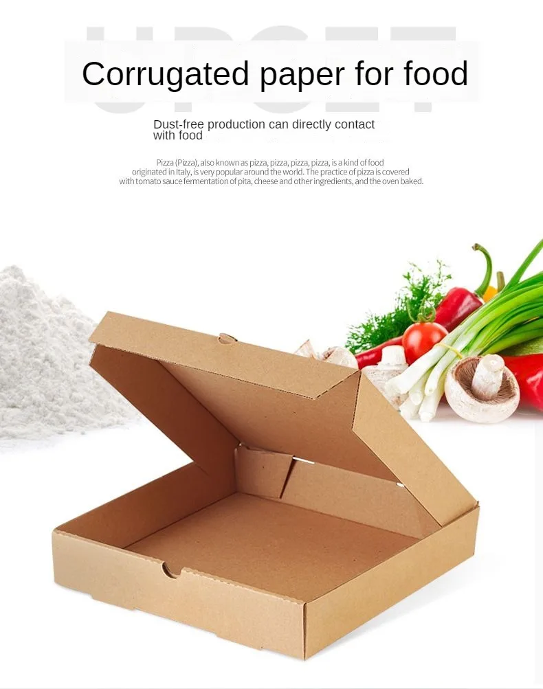 Custom Corrugated Takeout Pizza Box Fries Hamburger Baking Kraft Paper