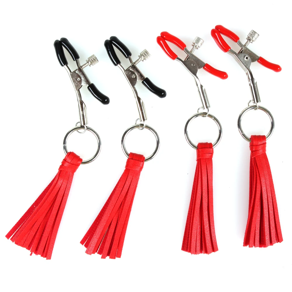 Massager Leather Tassels Flirting Nipple Clamps Nipple Toys Silicone Nipple  Clips