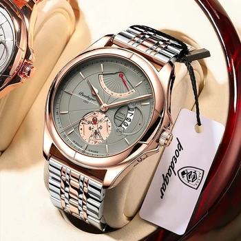 POEDAGAR Men Watch Fashion Stainless Steel Quartz Men's Wristwatch   Luxury Business Luminous Waterproof Date Watches Man Clock