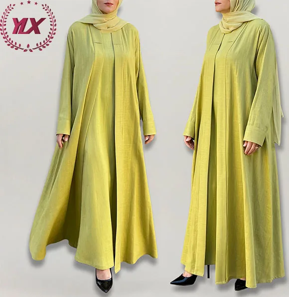 Wholesale Newest Abaya Turkey Weeding Dubai Ladies Modern Women Fashion Muslim Gown Linen Dress Dubai Abaya Dress