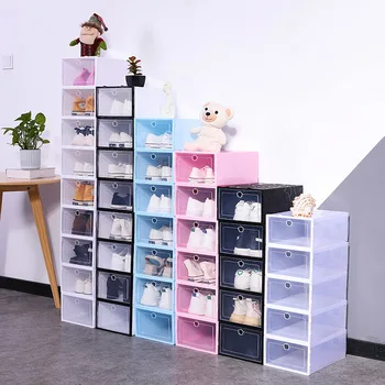 Clear Stackable Shoe Storage Box Plastic Thickened Dust Proof And Moisture Proof Sneaker Box Shoe