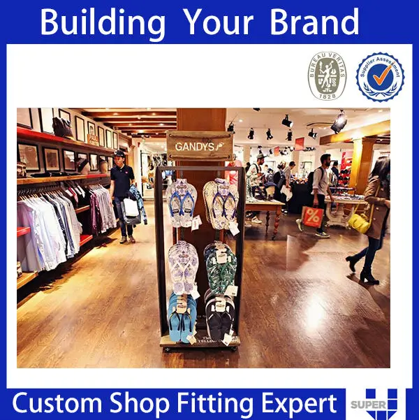 Wholesale Customized Retail Store Slipper Display Stand Wooden Flip Flop Wall Display Rack for Beach Accessories Sandal Store