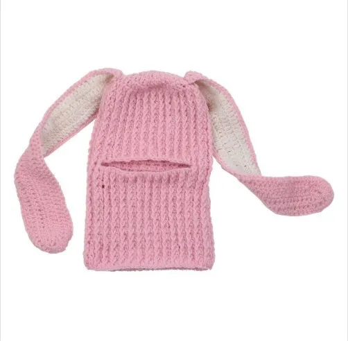 Funny Crochet Bunny Ear Balaclava for Ski Mask Balaclava Long
