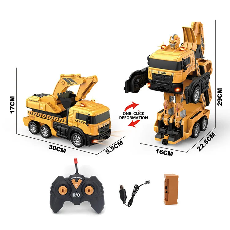 New Fashion RC Deformation Engineering Vehicle 2 in 1 Remote Control Toys Gifts