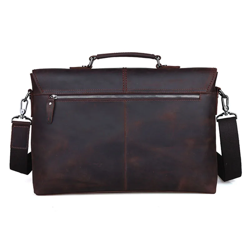 Tiding Full Grain Crazy Horse Cow Leather Soft Briefcase Business Bags Laptop Messenger Bag