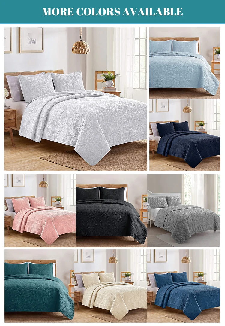 High Quality Summer Bedspread Set 100 Polyester Ultrasonic Embossed