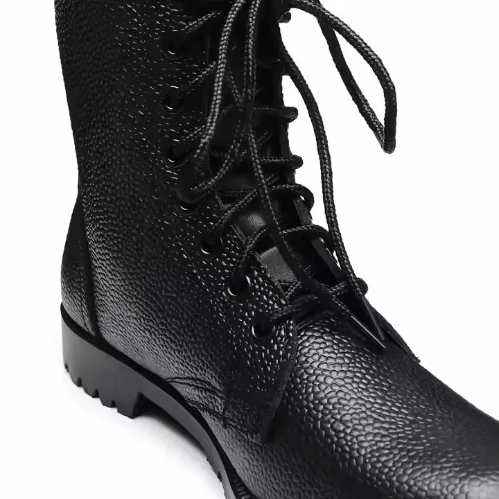 Customized Uniform Tactical Footwear Black Color Leather Boots with Geinuen Leather Training Shoes Black Boots