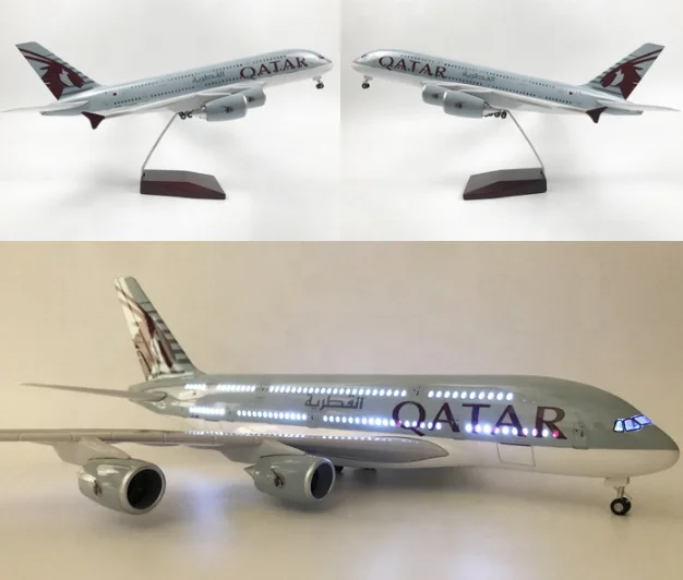 Wholesale Hot Customize Qatar Airways Passenger A380 LED airplane