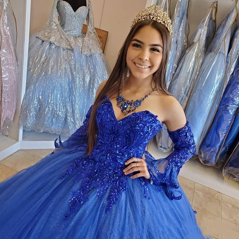 puffy royal blue quince dress Royal Blue Quinceanara Dress