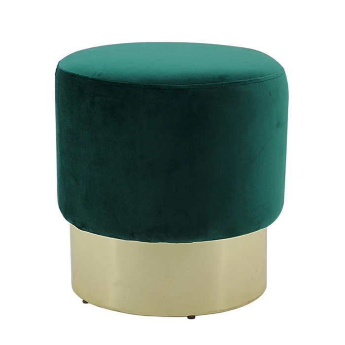 HStex 2024 New Velvet Gold Base Ottoman Stool Pouf Mirrored Ottoman