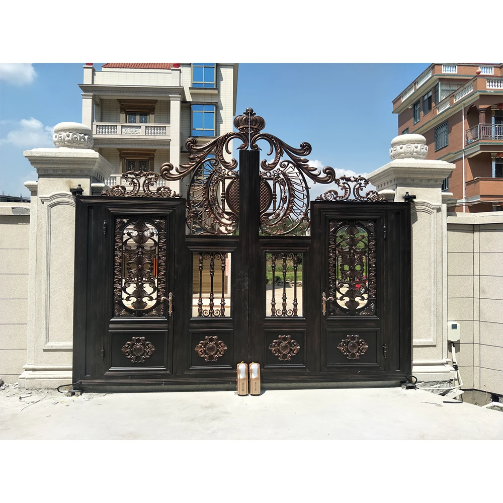 Professional Customized Modern Fancy Customized Size Baked Coating Surface Finish Aluminum Sliding Door Main Gate