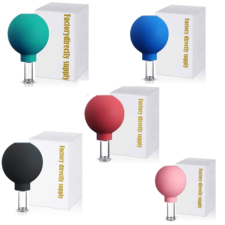 15mm 25mm 35mm 55mm Glass Face Cupping Massage Therapy Face Lift Rubber Silicone Vacuum Suction Cups Jars Glass Facial Cupping