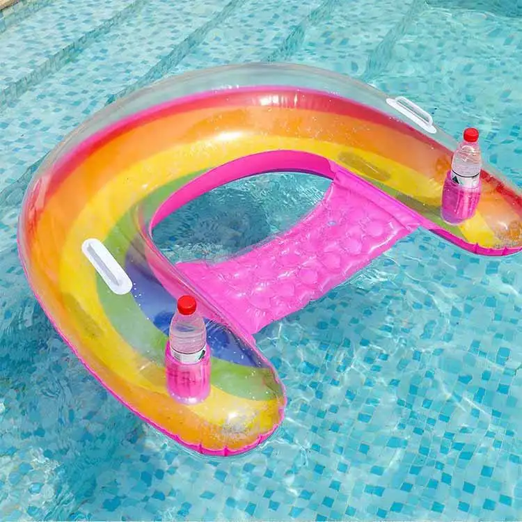 Inflatable Rainbow Pool Float Water Lounge Floating Chair Adult