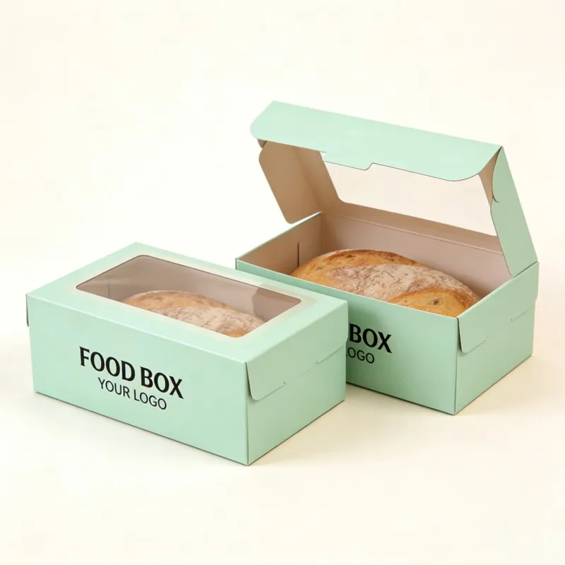 Bocs Brecwast Lliw Arbenigol â Ffenestr Am Bacio a Croissantau, Bocsiau Cludo Bakesi yn cael eu gwerthu mewn swyddfa