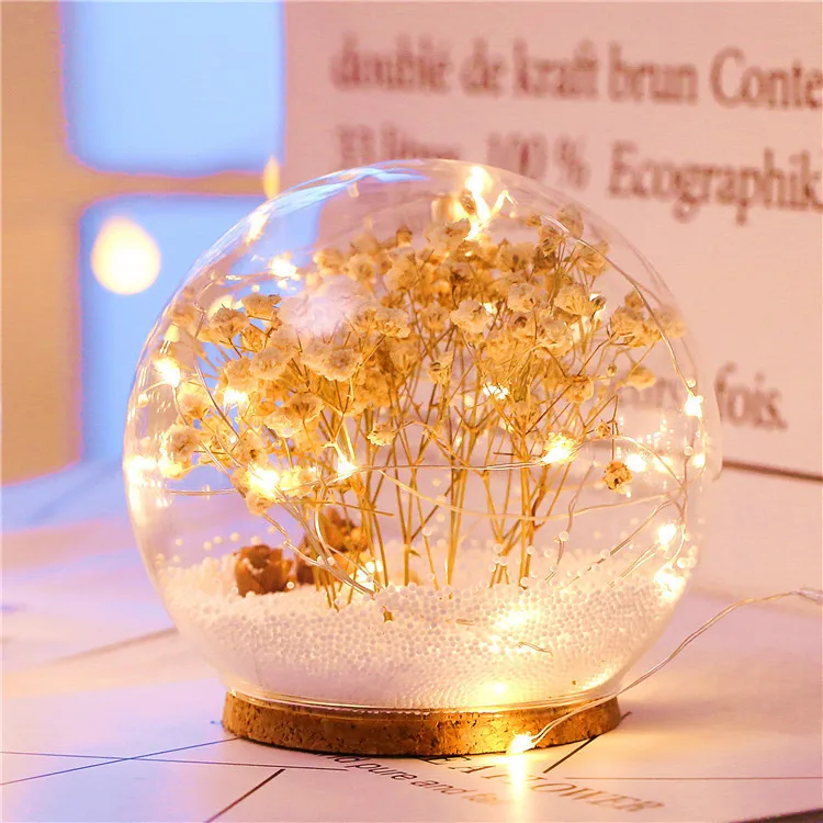Flamingo Custom Mini Round Colorful USB Charging Xmas Snow Globe Lover Couple Valentines Day Led Night Light