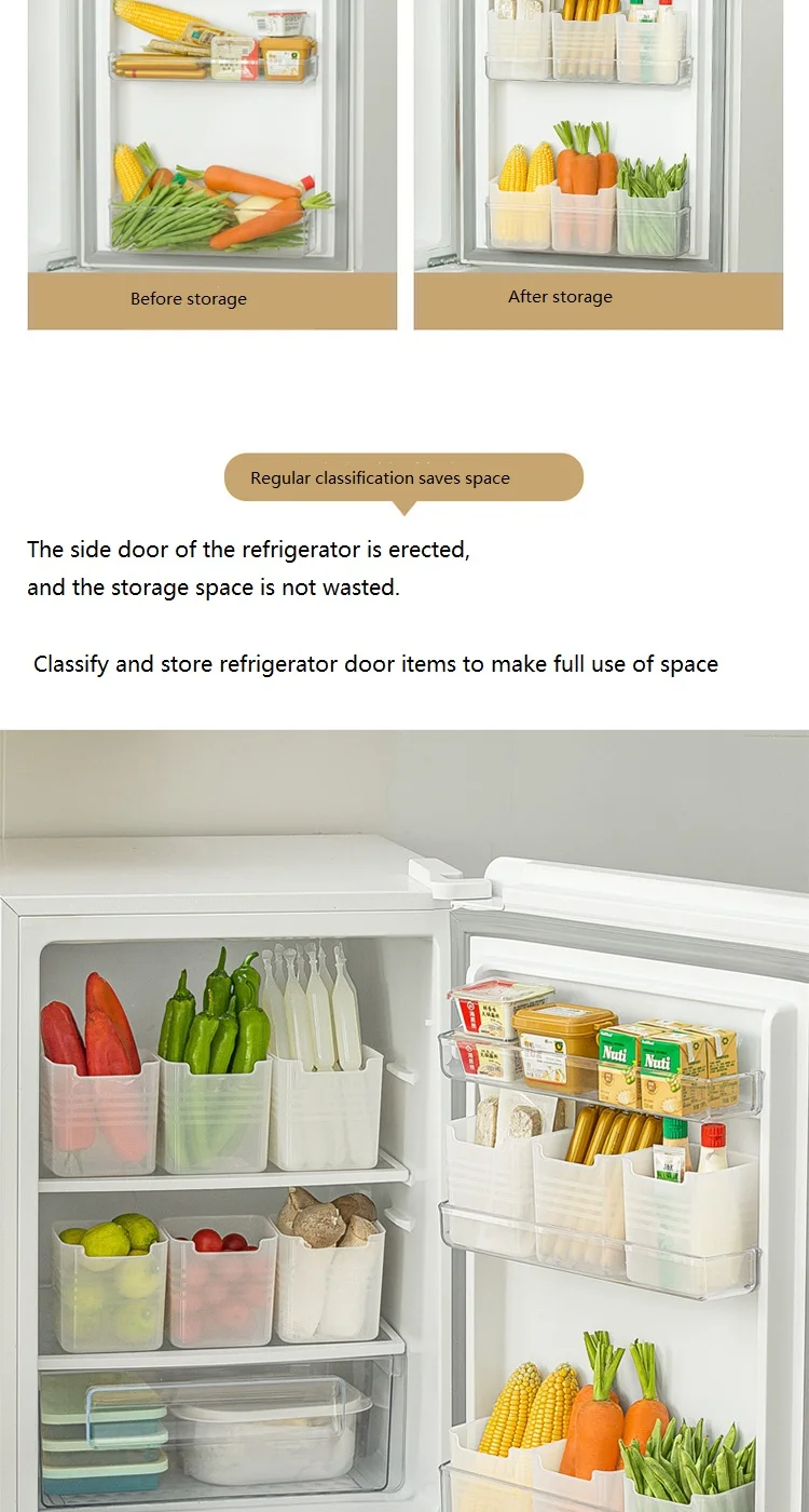 Portable Single Compartment Refrigerator Storage Box Cute Multi-Functional Design with Side Door Access for Lunch Containers