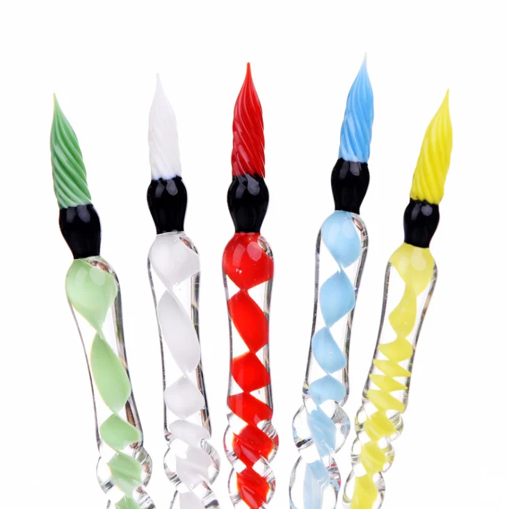 Business Office Dip  Signature Pen Good Quality Bamboo Shape Design Dip Glass Pen Clearing Crystal Pen