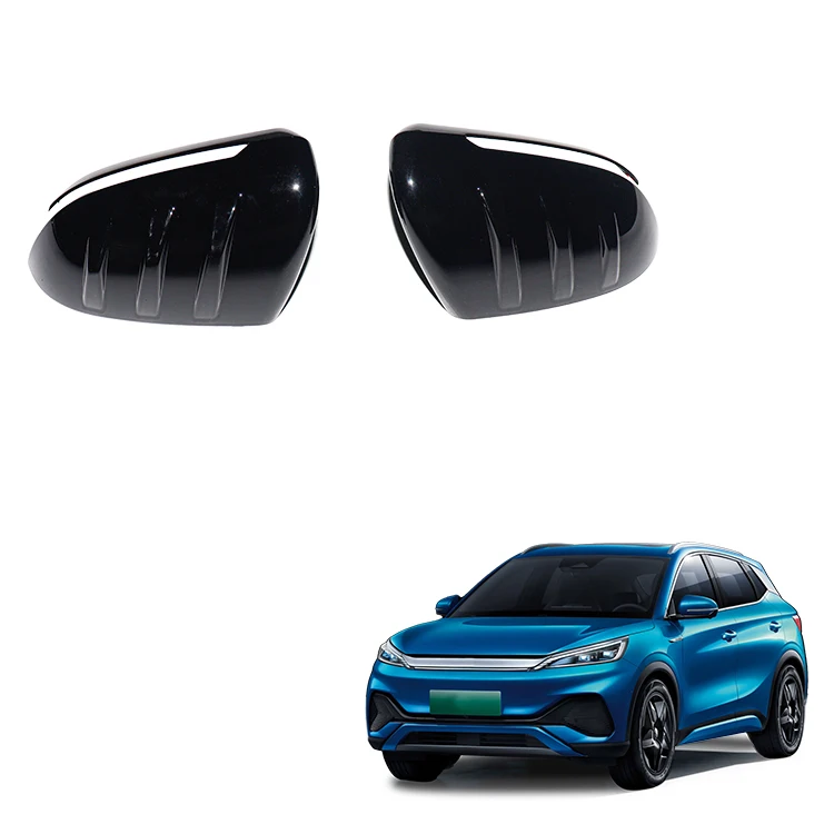 ABS Glossy Black Side Door Mirrors Straps Car Exterior Decoration Accessories Rear View Mirror Cover For BYD ATTO 3 Yuan Plus