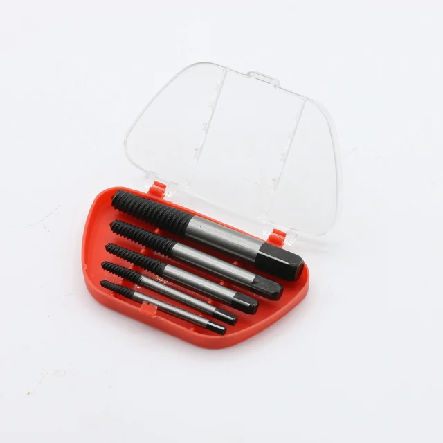 5-PC Steel Screw Extractor Set Damaged Screw Remover and Broken Bolt Water Pipe Extractor for Woodworking Tool