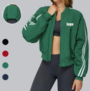 Custom logo Pocket Loose-fit Warm Women Crop Jacket Stand Collar Zip Jacket Outdoor Hiking Sports Jacket