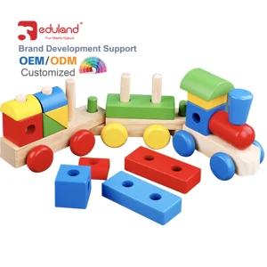 Educational Wooden Pull Along Toy Transportation Style for 2 to 4 Years Old