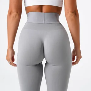 New Design OEM Custom Tights Leggings for Women Yoga Gym Light Grey Sport Seamless Leggings Athletic Wear Women Sets