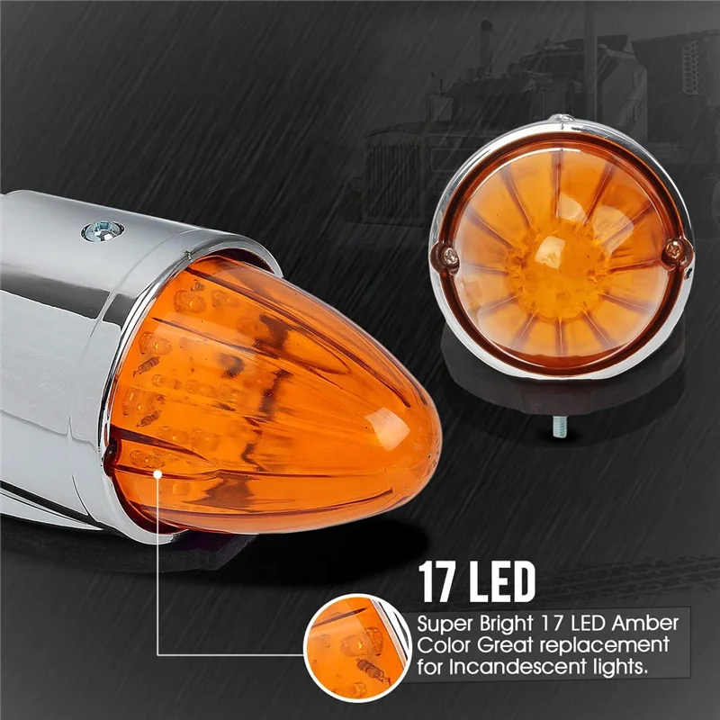 17 LED Amber Torpedo Cab Marker Roof Running Top Lights