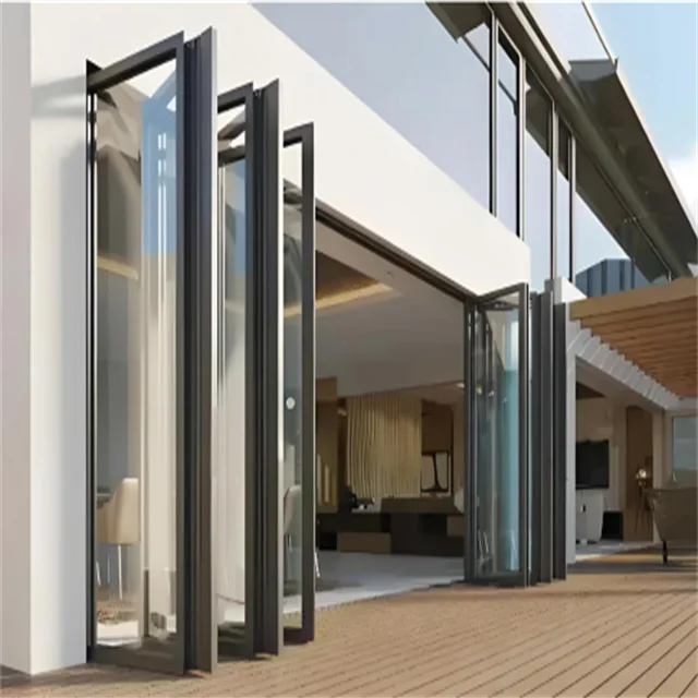 High Quality Aluminum Alloy Electric Folding Door for Balconies & Factories Typhoon-Resistant & Anti-Pinch