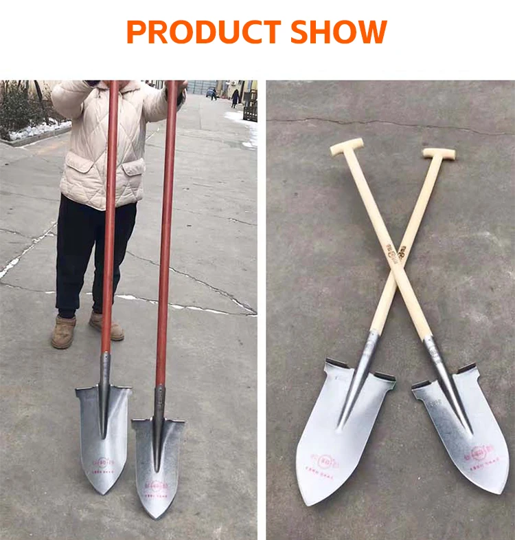 product factory direct sale farming tools  agricultural round spade shovel with wooden handle-4