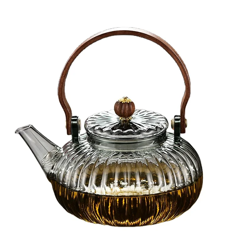 Teapot High Borosilicate Glass Vertical Pattern Teapot Household Open