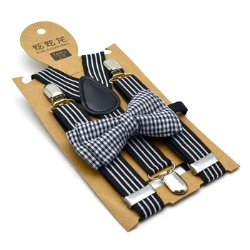 2022 New boys and girls 3 clip suspender belt bow tie set elastic strap baby suspenders