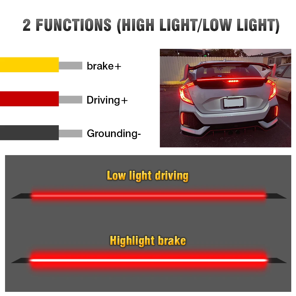 KEEN New 130cm LED Spoiler Light For Car Tail Third Brake Lights led ...