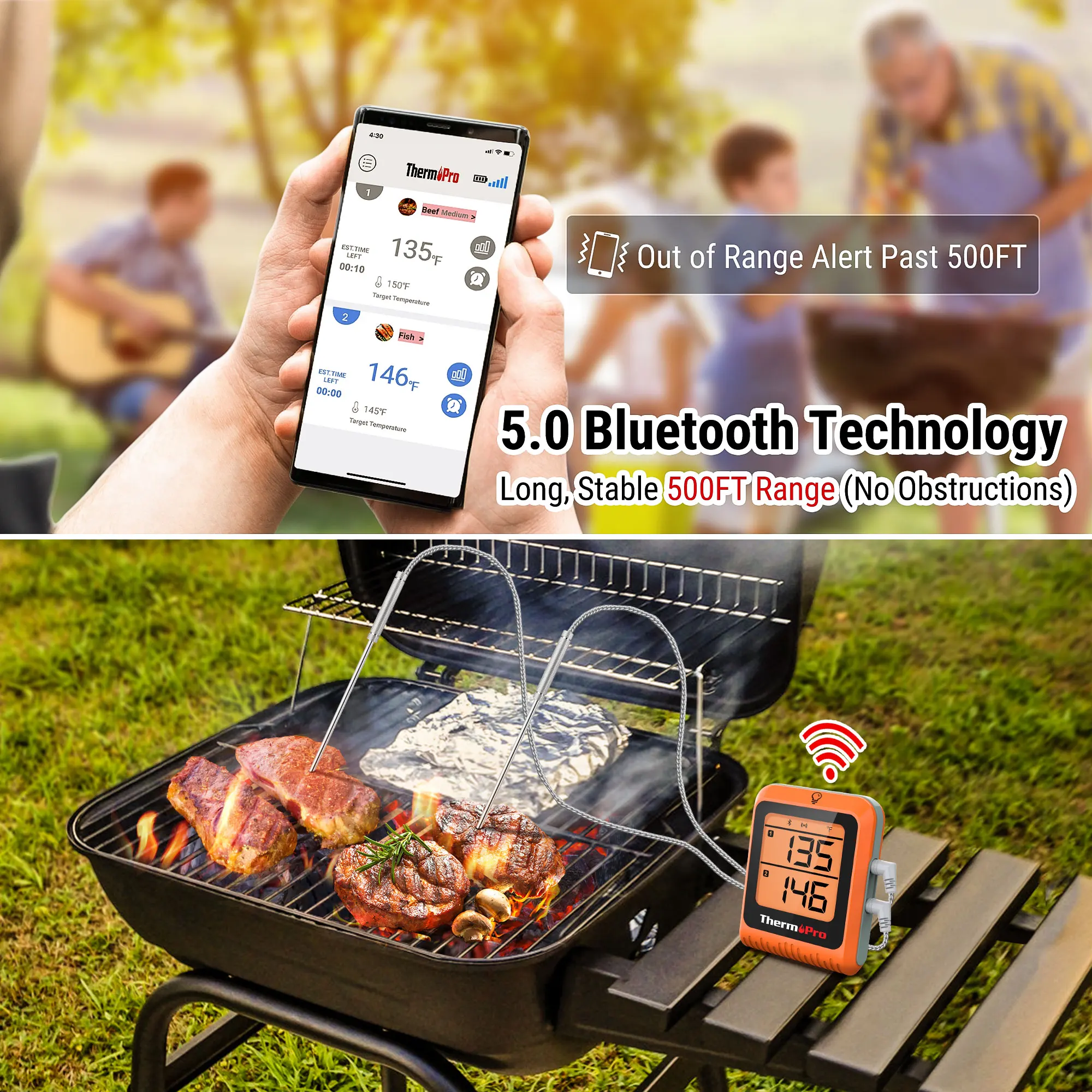 Bbq Rechargeable Smart Wi-Fi&Bluetooth 4/6 Probes Food Thermometer Wireless  Bbq Grill Smoker Thermometer Temp Graph Alarm - AliExpress