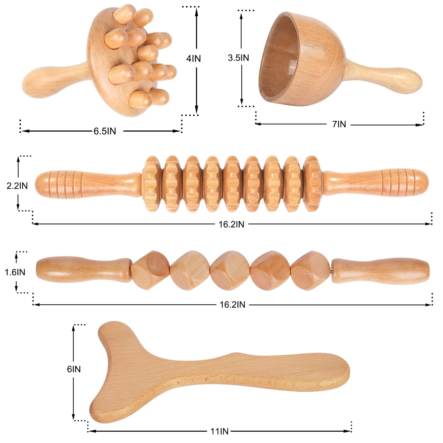 Whole Body Dredge Meridians Collaterals Wood Massage Stick Wood Back Therapy Body Massage Kit Lymphatic Tools