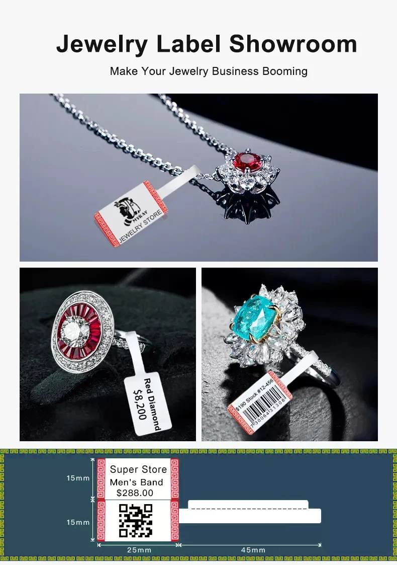 Custom Private Fashion Logo Sticker Printing Jewelry Hang Tag Label