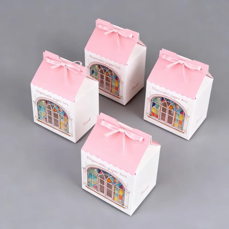 product small food cake bakery box sweet candy biscuit cookies packaging with handle fast food take away takeout box-5