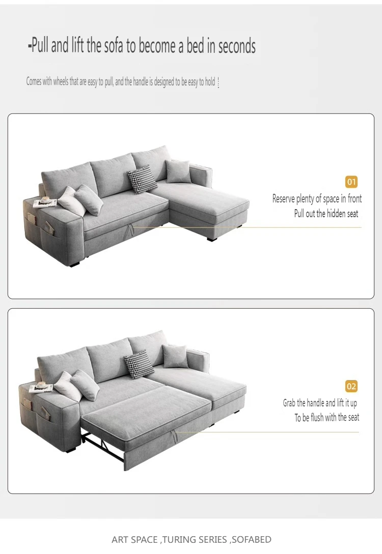 European Modern Sleeping Couch Pull Out Convertible Sofa Bed With