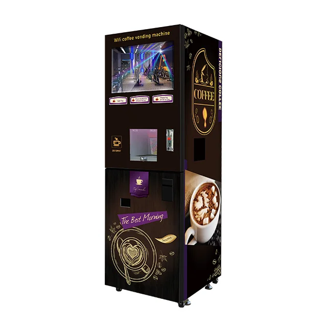 Máquina de venda automática de café comercial inteligente totalmente automática, máquina de venda automática de chá e leite