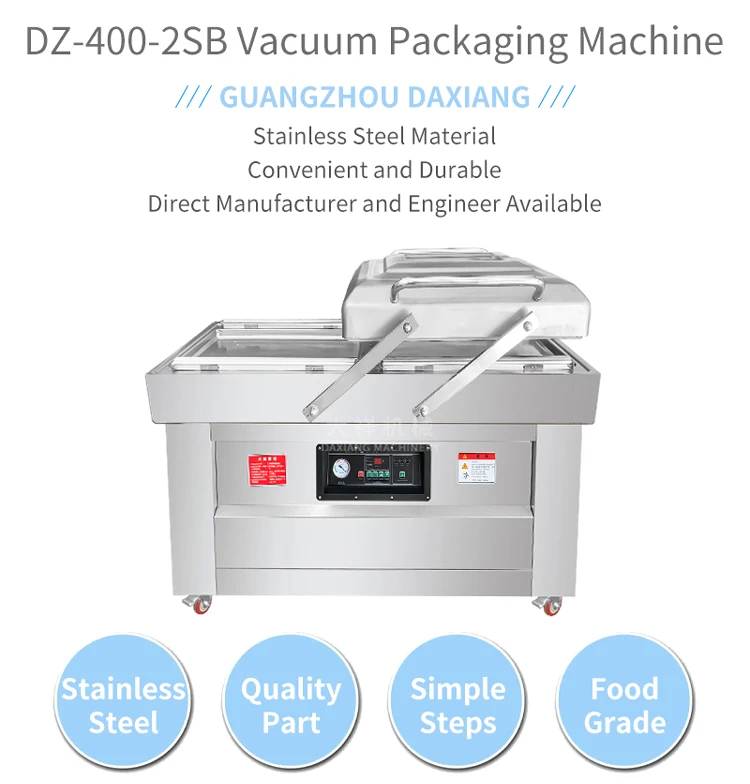 DZ-400-2SB Commercial Fish Food Sausage Chicken Meat Steak Vacuum Sealer Package Sealing Packing Machine manufacture