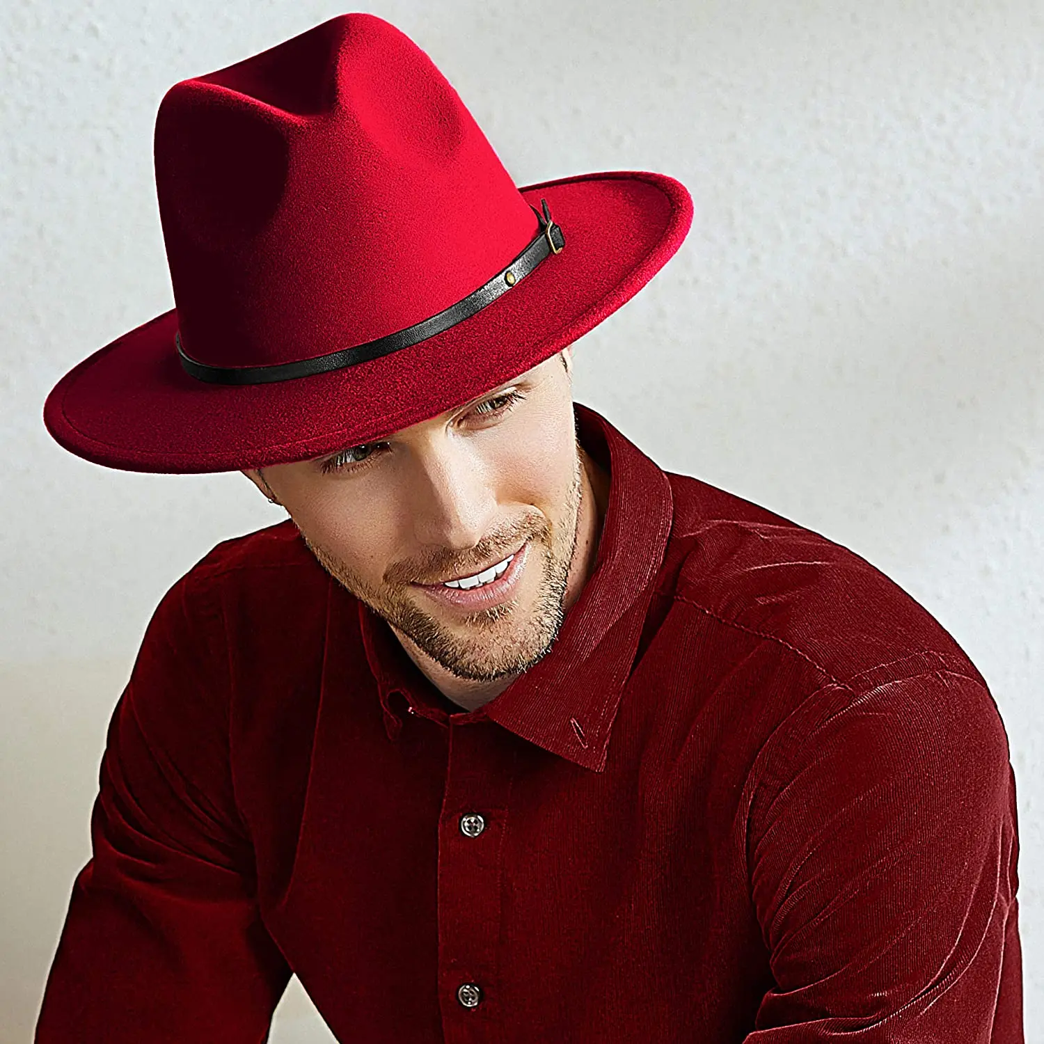 New Elegant Lady Winter Autumn Wide Brim Hat Women Wool Fedora Felt Hat With Pearl
