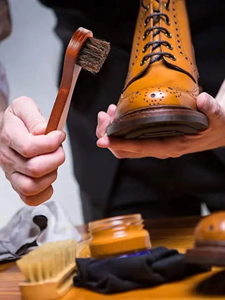 Лидер продаж набор кистей для полировки обуви сухой кисти черная ручка высокое качество индивидуальный