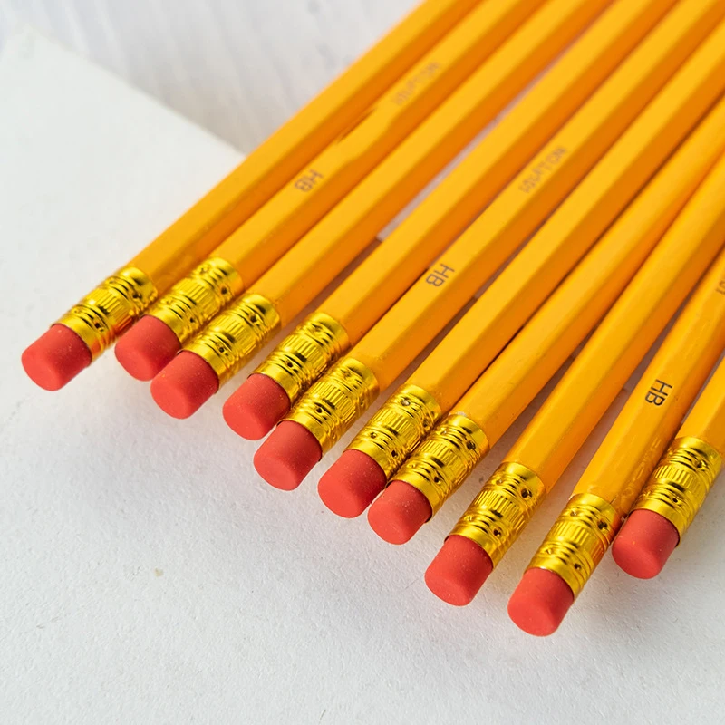 Factory Cheapest Pencils Customized Eco Friendly Kids Drawing 2b Hb Yellow Wooden Hexagonal