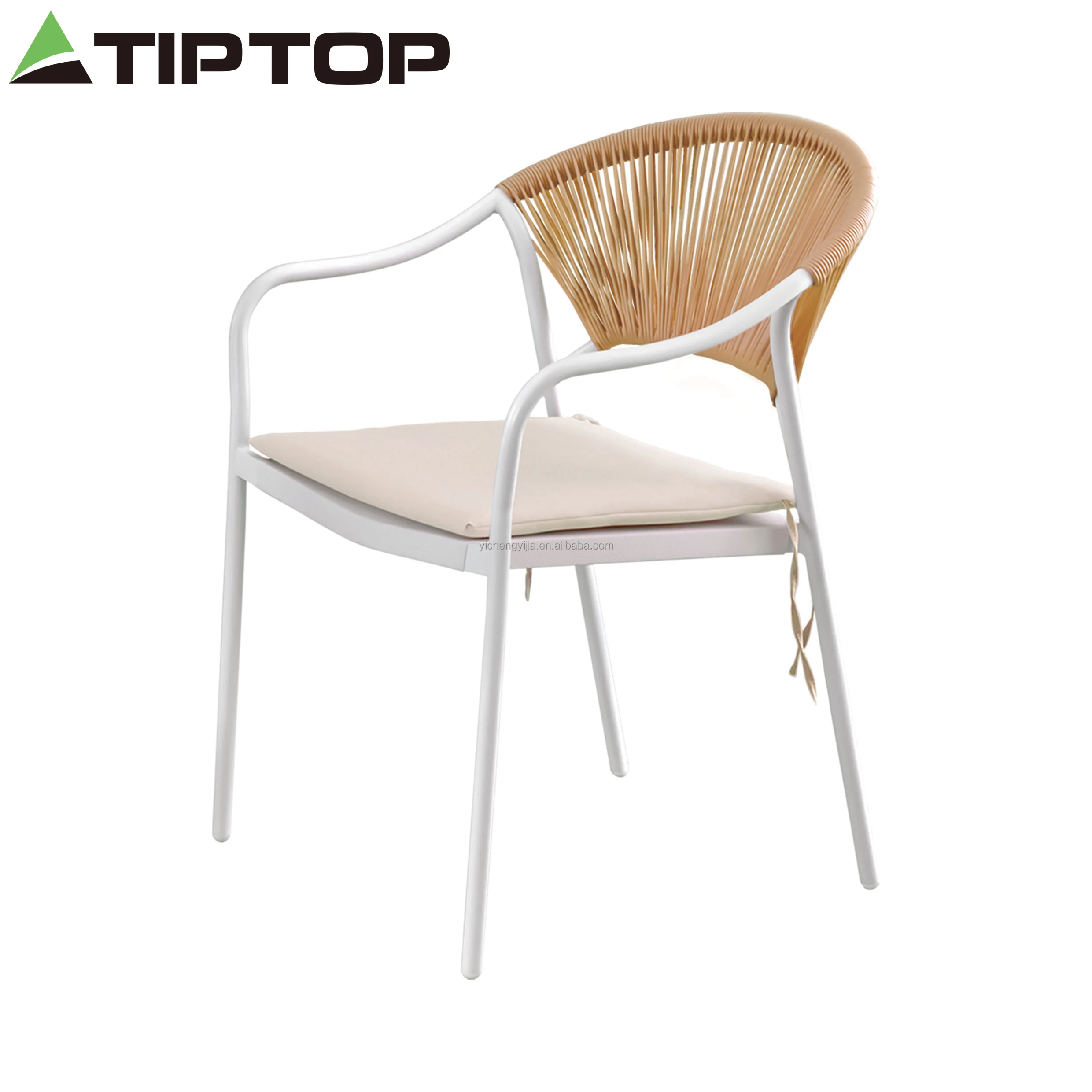 Stackable Garden Furniture Rattan Wicker Rope Outdoor Dining Chairs