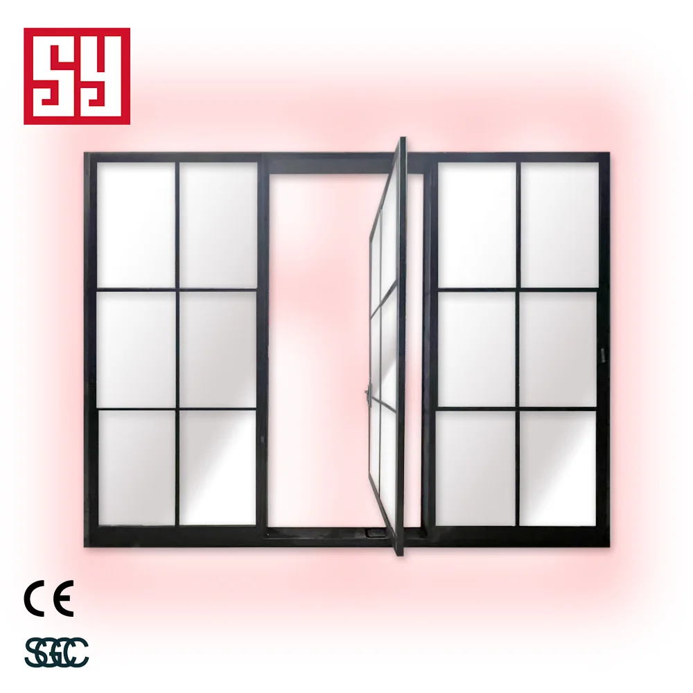 Modern Wrought Iron Glass French Door with Windproof Feature for Villa & Hotel Use Exterior and Interior Graphic Design