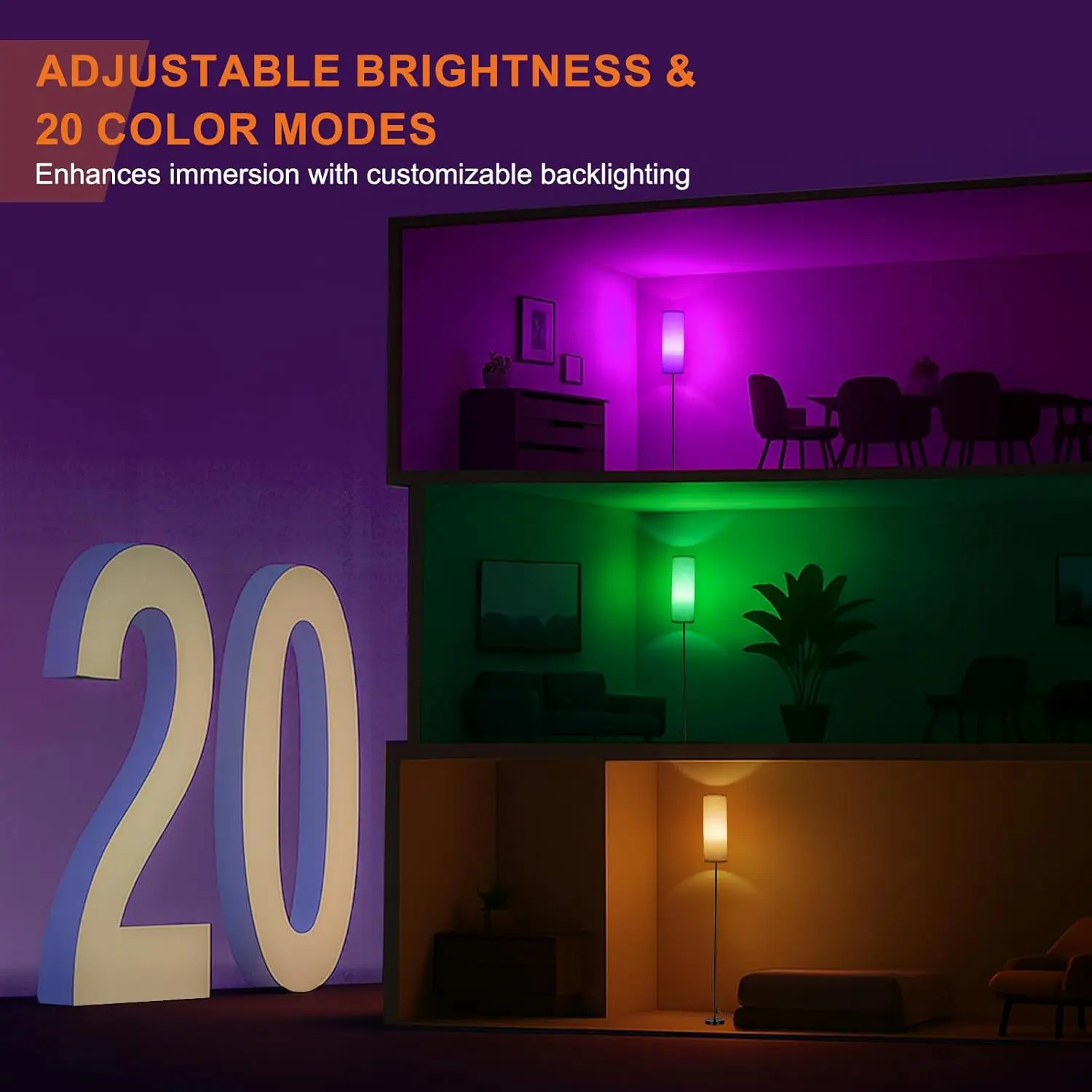 Customized Modern Hotel Led Bedside Colorful Shadal Standing Lamp Glass Lampshade Switch Led Floor Lamp Bedroom Living Room