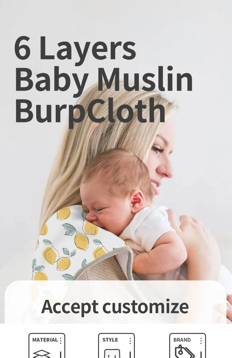 6 Layers Muslin Burp Cloth Cotton Burp Cloths For Baby Customize Skin