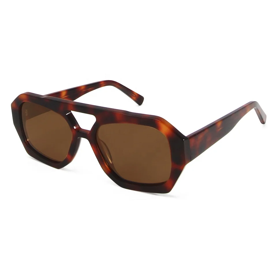 VEH Brand Designer High Quality Acetate Vintage Sunglasses Women Polarized Sun Glasses for Men Double Bridge Oculos Gafas De Sol